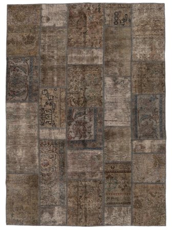 Hand Knotted Persian Patchwork Rug 170X237 Brown/Black