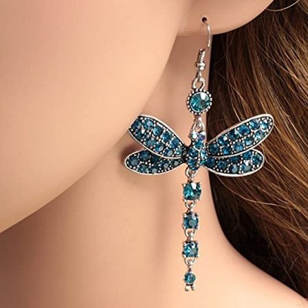 Dragonfly Crystal Colour Drop Earrings , Vintage E