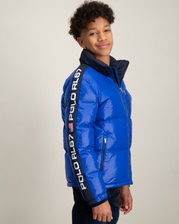 Polo Ralph Lauren Logo Down Hooded Jacket Blau Jacken Jungen - Kids Brand Store