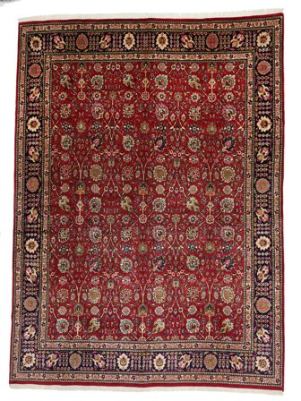 Tabriz Matta Orientalisk Mörkröd/Svart Stor (Ull, Persien)