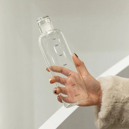 Vannflaske med tidsskala drikkekopp TRANSPARENT 500ML 500ML
