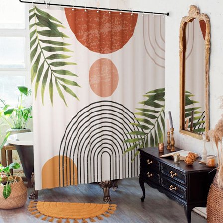 Smuk Boho Bruseforhæng til Dit Badeværelse - Et Stilfuldt 72" x 72" Moderne Mid Century Forhæng, der Passer Perfekt til Ev