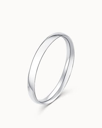 Bague Lisse pour Elle Naom18K Or Blanc 2mm - Bagues de Fiançailles et Bagues de Fiançailles Alliances de Vanbrun