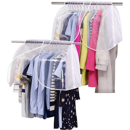 2-pack, Vit, Hängande Garderobsskydd för Förvaring Dammskyddande Axel