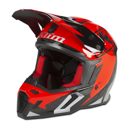 Klim F5 Legion Snöskoterhjälm Eldröd/Metallisk Silver 3XL