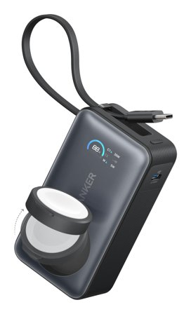 Anker MagGo for Apple Watch Powerbank 10.000mAh (sort) USB-C PD 30W, innebygd kabel, 5W lader for Apple Watch