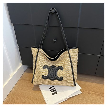 Sommer Triumfbuen stråveske håndvevd grønnsakskurv ferie strandveske enkel skulder underarm stor veske