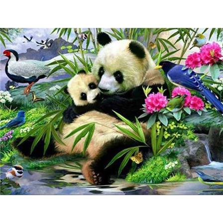 30 x 40 cm, Panda Mor & Barn Diamantmaleri Broderi