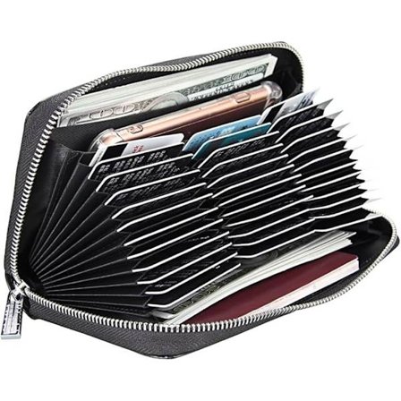 Organ lang lommebok (svart), 36 rom RFID-kortholder stor lang lommebok