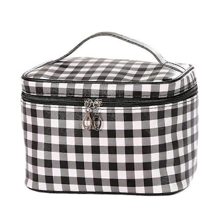 Stor Makeup Taske Rejse Kosmetiktasker Med Makeup Børsteholder Vandtæt Bærbar Toiletartikler Opbevaring til Kvinder, Sortternet