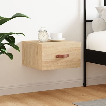 vidaXL Väggmonterat sängbord sonoma-ek 35x35x20 cm
