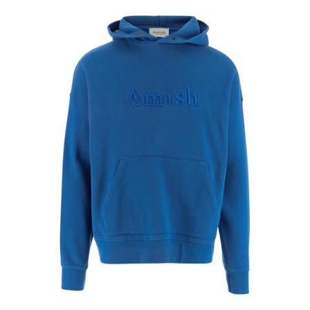Amish, Sweatshirt made of cotton jersey Fixed hood Logo detail on front Pouch pocket Ribbed edges Cobalt blue Made in Italy Composition: 100% cotton 