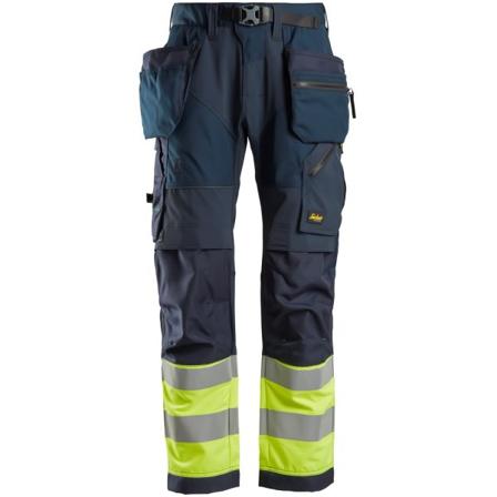 Snickers Workwear 6931 FlexiWork Håndværkerbukser Hi-Vis, gul/marineblå Hi-Vis, Gul/Marineblå, Tøj