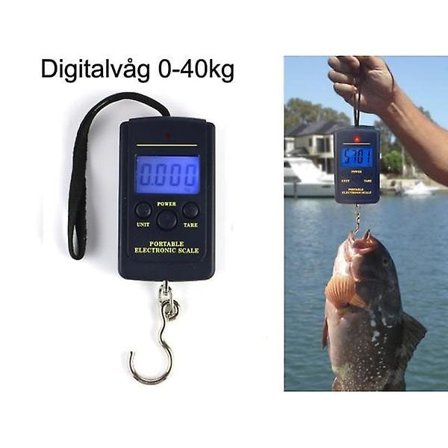 Digital vekt fiskevekt 0 - 40kg også for bagasje etc. Svart