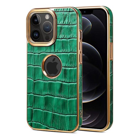 För Iphone 12/12 Pro Lädertelefon Case Galvanisering Tpu+pc Mobiltelefon Cover