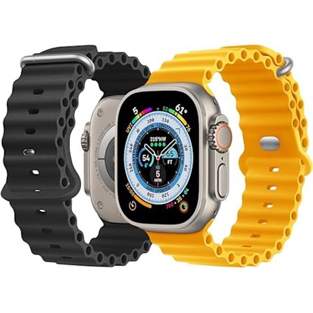 Kompatibel med Apple Watch Ultra 2-pak Ocean Strap 41mm 40mm 38mm, Myk Silikon Sport Band for iwatch Series Ultra 8 7 6 5 4 SE