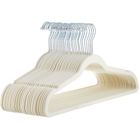 Enkla halkfria flockade klädhängare, plastgalgar för vått och torrt, grå, smal design, 30-pack.
