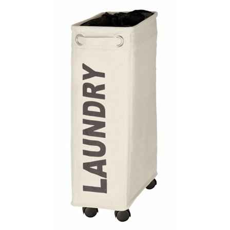 smal vasketøjskurv, vasketøjskurv på hjul, beige,43 l