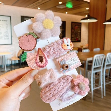 8 pakker (fersken) Søde Børnehårklemmer Kawaii Piger Hårtilbehør