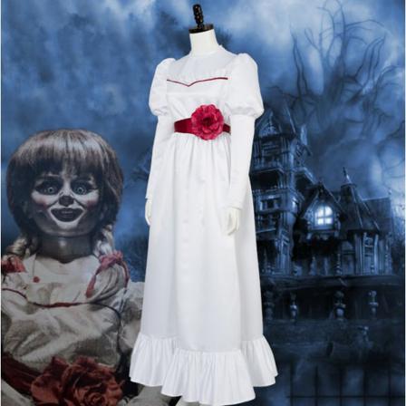 Annabelle Halloween Skräck Vit Klänning Cosplay Kostym 2xl