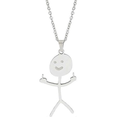 Roligt Klotterhalsband för Kvinnor Leende Mellanfingerhalsband för Män Personligt Tändsticksfingerhänge Present till Tonåring Cool Handgjord Silver