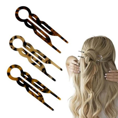 3 stk. Prestige hårnåler, elegante franske U-formede hårspenner, hårtilbehør for kvinner for alle hårtyper, flerfarget 3 x 0,4 x 11,5 cm