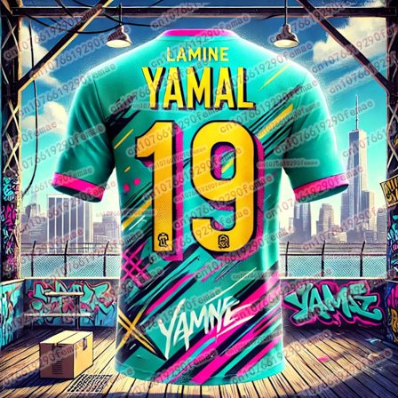 Eksklusiv Yamal 3D-printet fotballtrøye, samlerens minneutgave, pustende og hurtigtørkende supportertrøye for sommeren