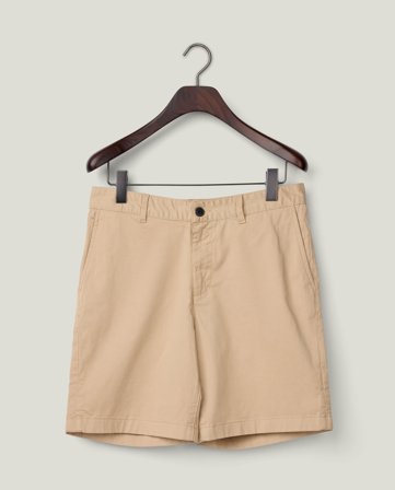 Lexington Klassisk shorts i bomullstwill, beige