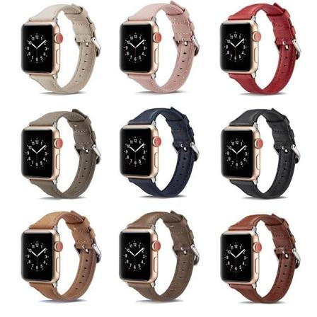 SKALO Kapea nahkaranneke Apple Watch Series 4-6 40mm - Valitse väri Black