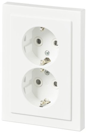 ABB 302EUJT-884 Vägguttag 2-vägs, vit, jordad, Strömbrytare & vägguttag