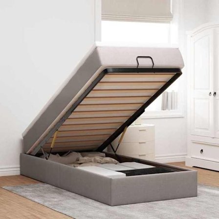 Maison Exclusive - Ottoman sängram med taupe madrass 80x200 cm tyg