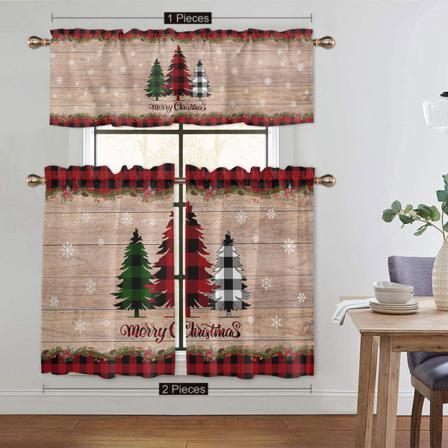 1/2 St Stång Pocket Blackout Snögubbe Print Jul Halv Gardin