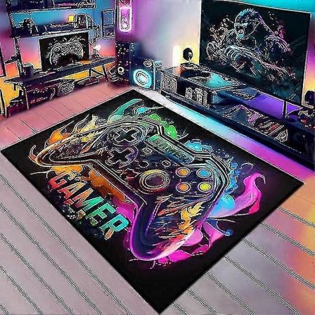 Pelimatto värikkäällä peliohjainkuviolla pelihuoneeseen, poikahuoneeseen -ZHENV