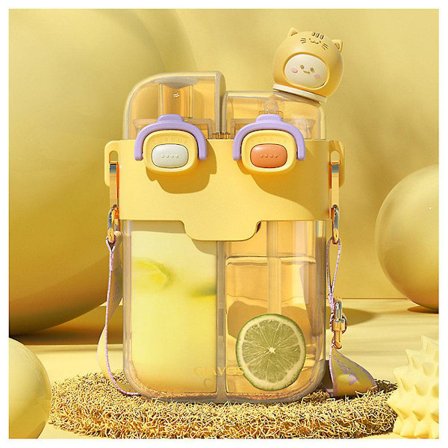 Dubbel Drickkopp Separat Lager Dubbel Drickläckagesäker Vattenkopp Gul 780ml