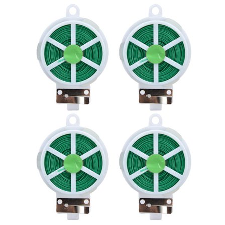 4 stk. 50 m grønne vridningsbånd med kutter for hage og innendørs plantestøtte