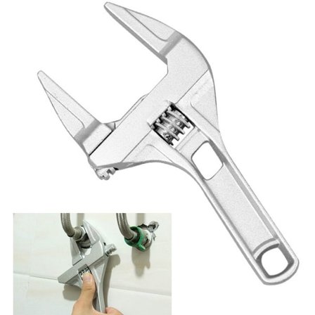 1-pakning - Justerbar skiftenøkkel - Baderomsskiftenøkkel med bred åpning - 6-68 mm bred diameter kort håndtak skiftenøkkel (sølv)