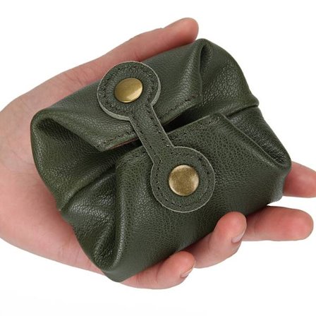 Liten Myntveske i Lær - Liten Vintage Grønn Myntveske - Lær