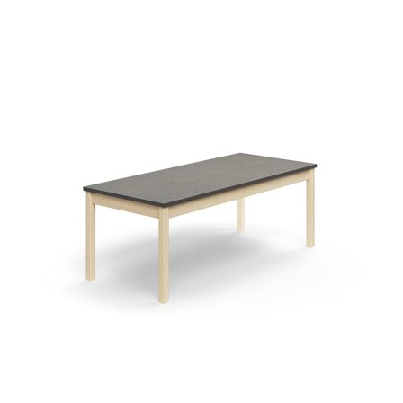 Table DECIBEL, 1600x700x590 mm, noise reducing linoleum, birch/dark grey