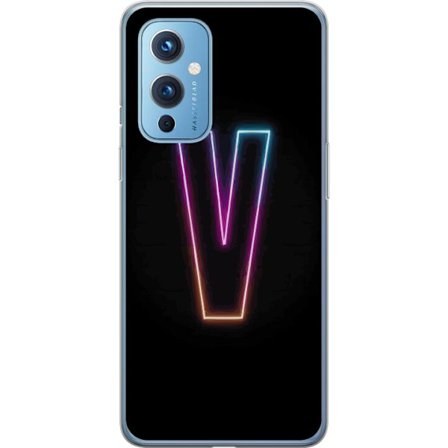 Kompatibelt Mobildeksel til OnePlus OnePlus 9 Neonbokstav V i fargegradert lys mot svart bakgrunn, minimalistisk design med tydelig glow og moderne di