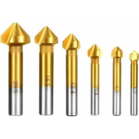 6 kpl HSS 90° upotusjyrsin terä 6,3 mm 8,3 mm 10,4 mm 12,4 mm