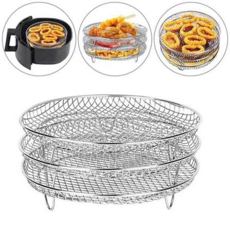 3 nivåer Air Fryer Rack Rostfritt stål Hållare Bakspett BBQ