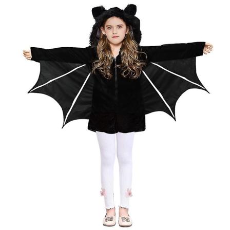 Børne fleece flagermus kostume barn Fuzzy flyvende flagermus kostume skelet øvre ydre beklædningsgenstand Børn 110 Children 110