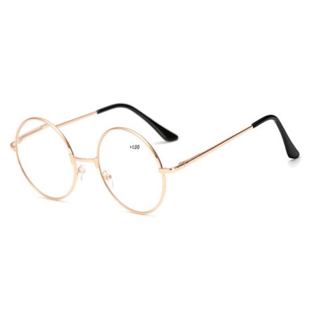 Retro Runda Läsglasögon Guld Styrka 1.0 Glasögon