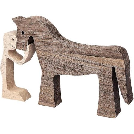 Trähästskulpturer Handgjorda accenter Hantverk Figur för hemdekor Accenter, man och häst i trä