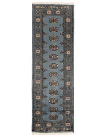 Håndknyttet Pakistan Bokhara 2Ply 78X240 Ullteppe Svart/Mørk Grå Lite