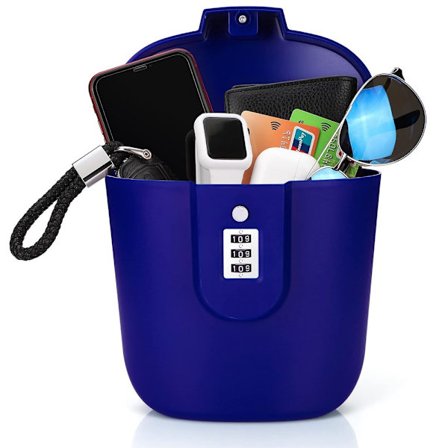 Bærbar tyverisikker safe, bærbar sikkerhetslåsveske, strandsafe med kombinasjonslås, egnet for strand, camping, reise, sport, shopping (blå)