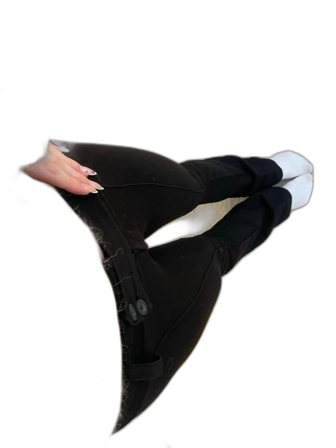 Svarta bootcut kostymbyxor med knappar