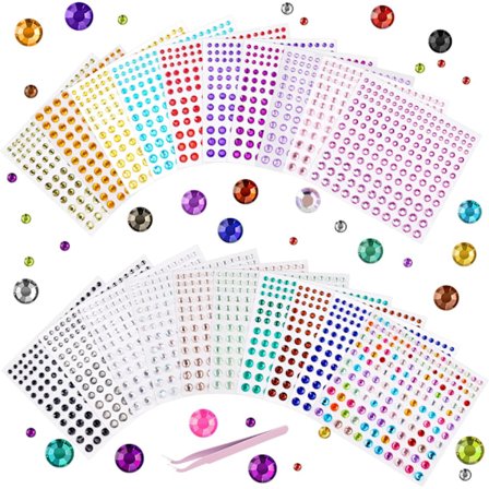 Itseliimautuvat strassitarrat, 3300 kpl, korukristallit, 2-6 mm, 20 arkkia