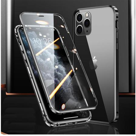 Magnetiskt Fodral Dubbelsidigt Härdat Glas For Iphone 11 Pro Max Svart One Size