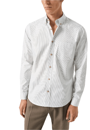 Eton Randig Signature Oxford-skjorta Casual Fit Oxfordskjortor Herr Grön L